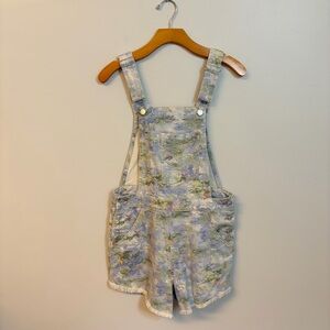 Pilcro Pastel Floral Watercolor Denim Shortalls 29